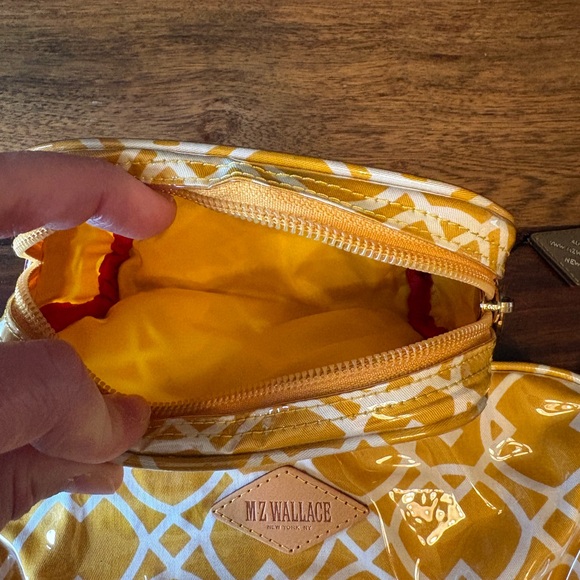 MZ Wallace Geometric Yellow and White Cosmetic Pouch Set - Picture 4 of 10